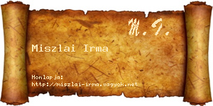 Miszlai Irma névjegykártya